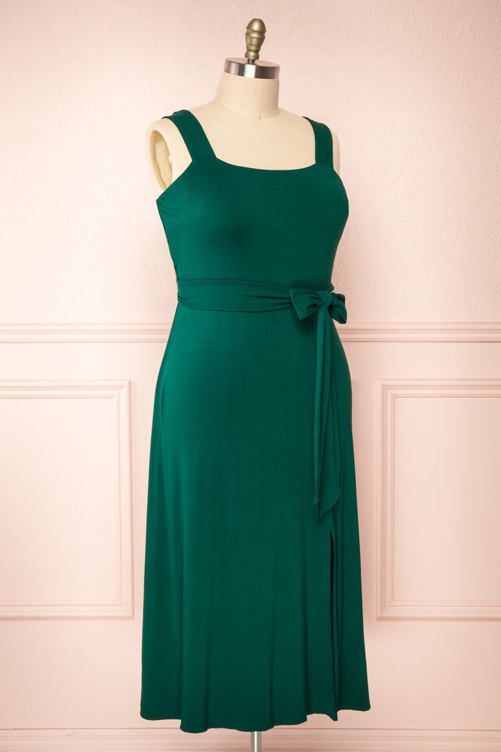 Deliciae Plus Size | Green Midi Dress w/ Fabric Belt sold by Boutique 1861 product image thumbnail 4