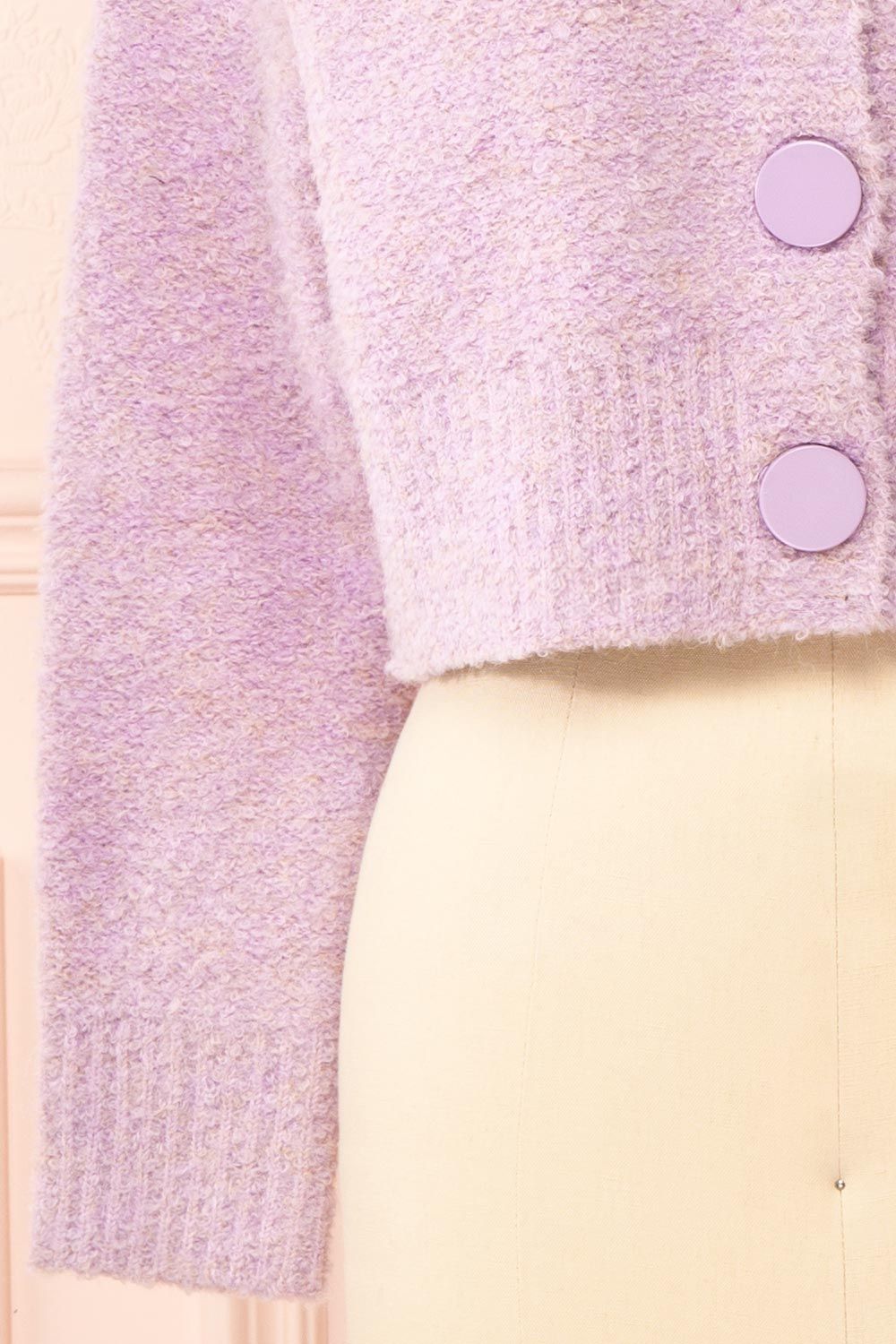 Cassy Lilac | Bouclé Knit Cardigan w/ Buttons sold by Boutique 1861 product image thumbnail 7