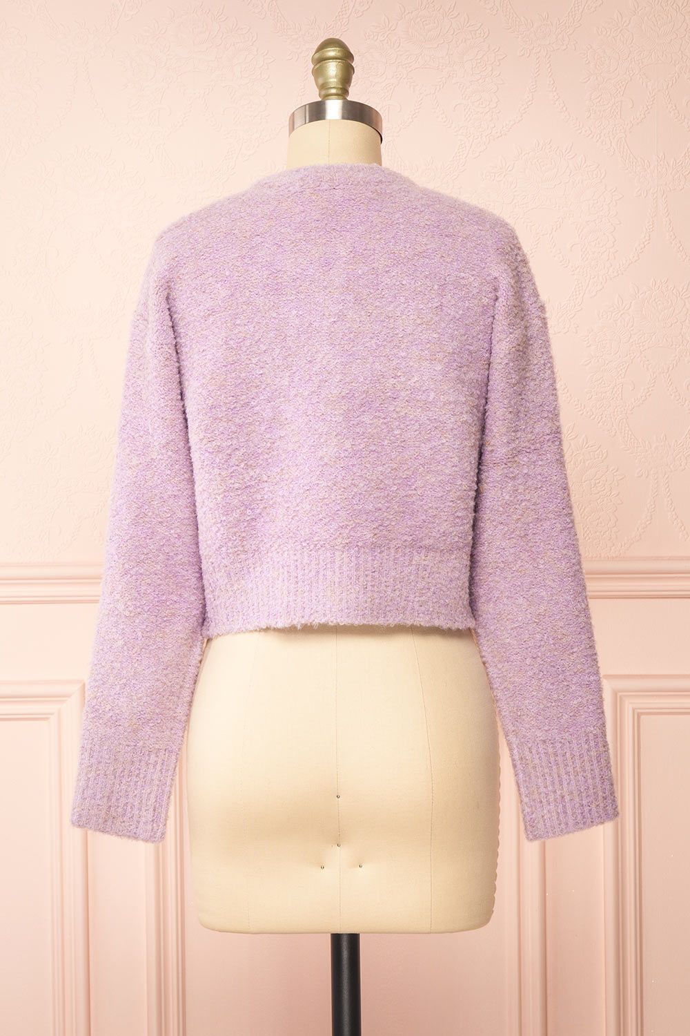 Cassy Lilac | Bouclé Knit Cardigan w/ Buttons sold by Boutique 1861 product image thumbnail 5
