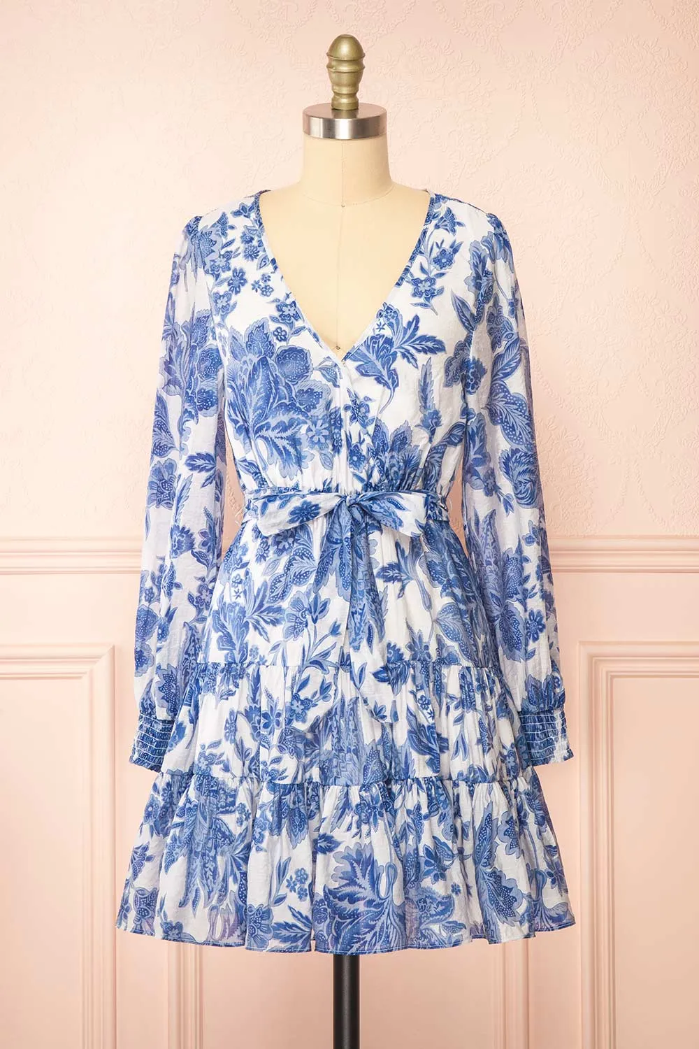 Zefira | Short A-Line Floral Blue Dress sold by Boutique 1861