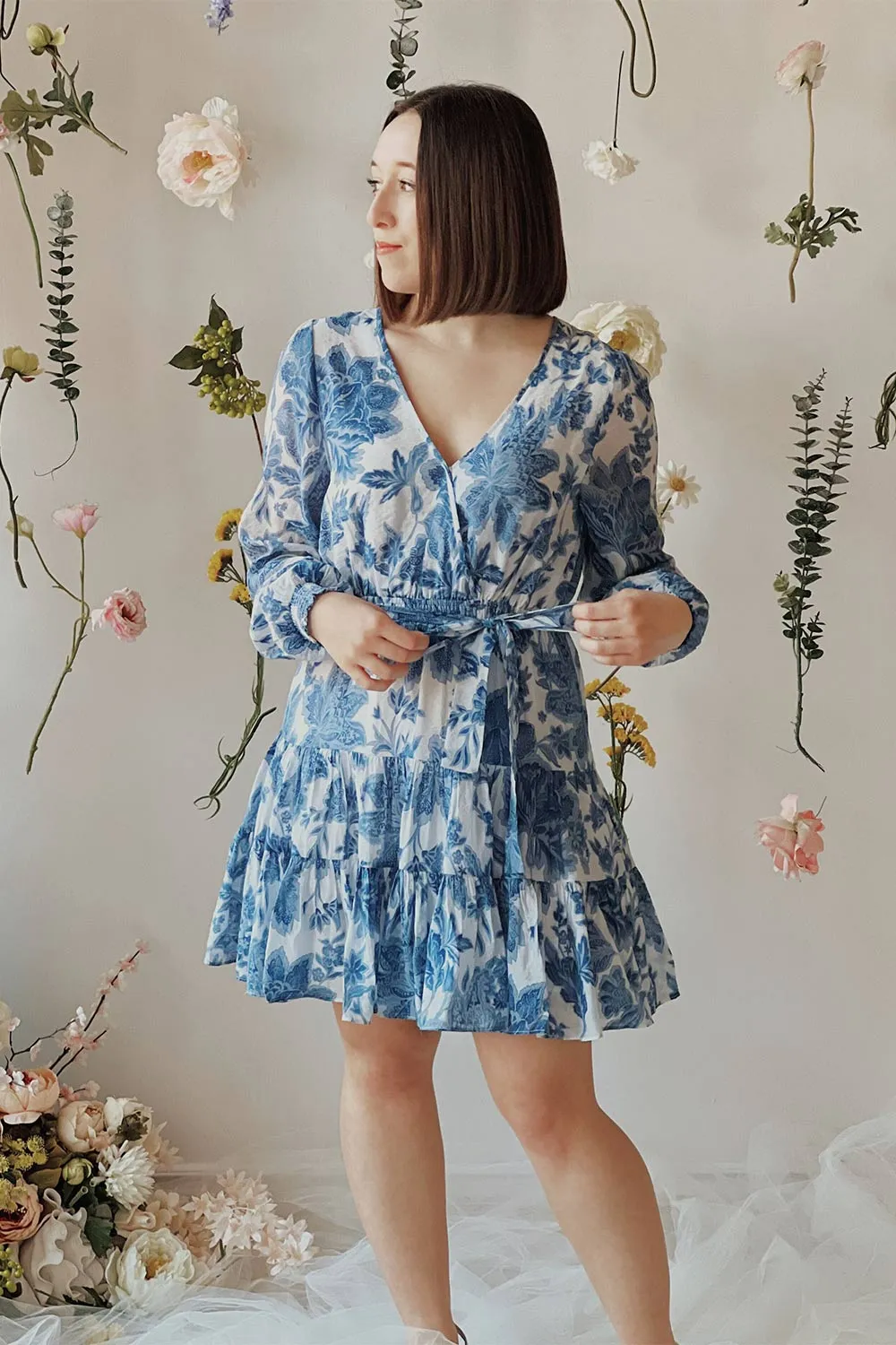 Zefira | Short A-Line Floral Blue Dress sold by Boutique 1861 product image thumbnail 2