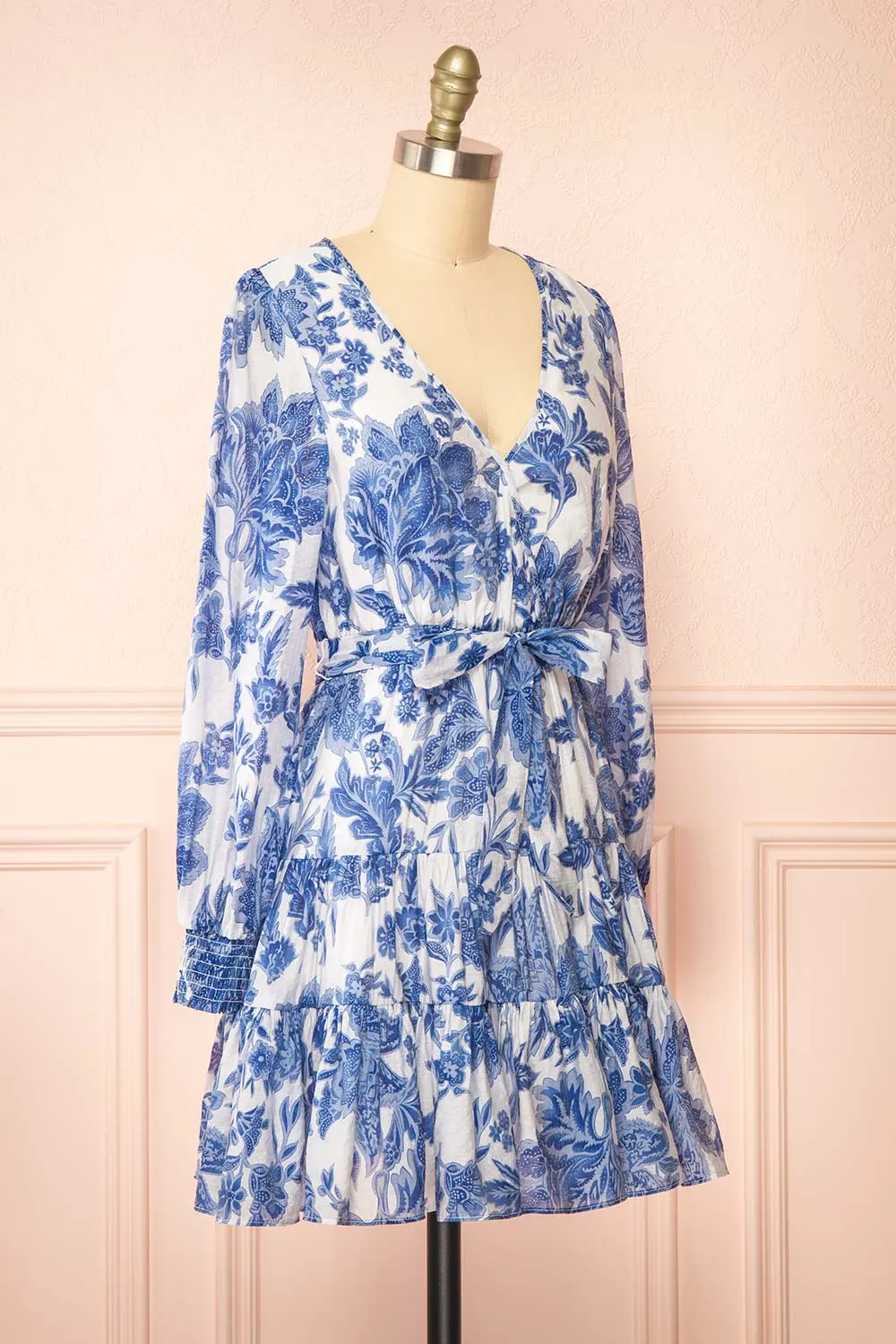Zefira | Short A-Line Floral Blue Dress sold by Boutique 1861 product image thumbnail 4