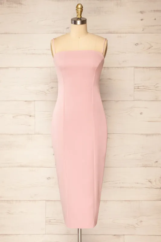 Kavala Pink | Fitted Midi Dress sold by Boutique 1861