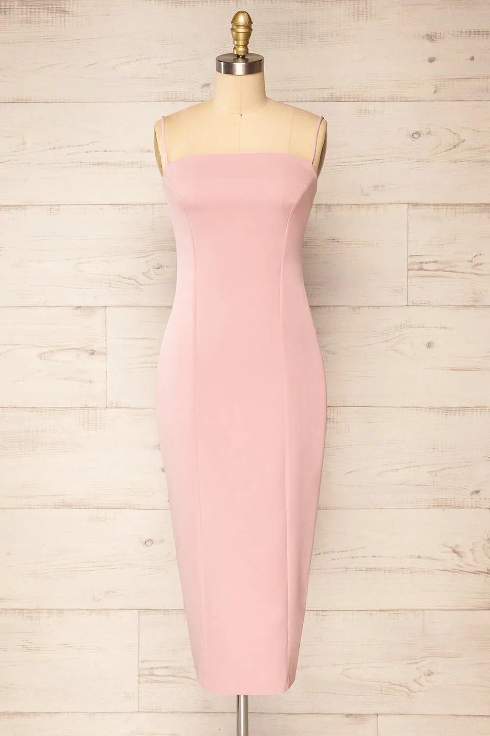 Kavala Pink | Fitted Midi Dress with Slit by Arti Gogna sold by Boutique 1861