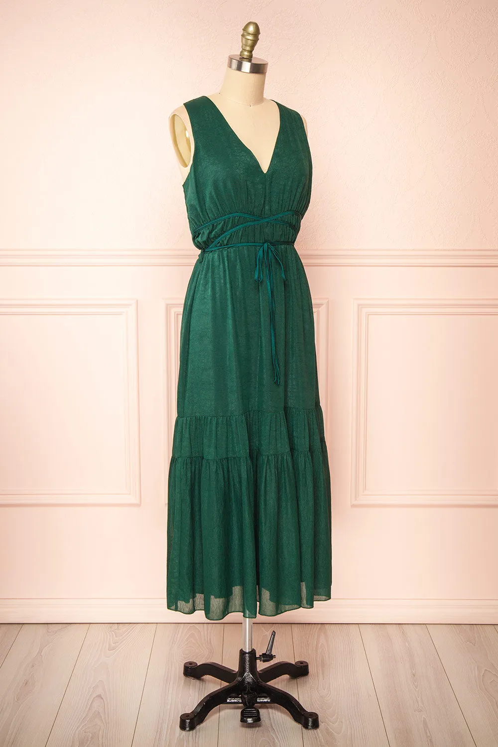 Cyriana | Green Midi Dress w/ Waist Cord sold by Boutique 1861 product image thumbnail 3