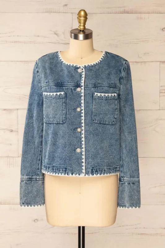 Woolston | Blue Jacket w/ Pearl Buttons made by Boutique 1861