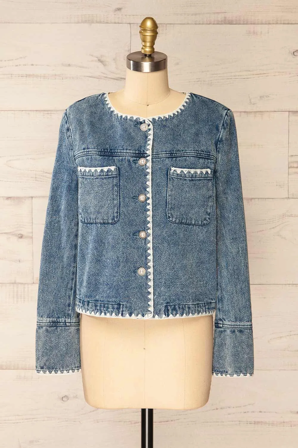 Woolston | Blue Jacket w/ Pearl Buttons sold by Boutique 1861