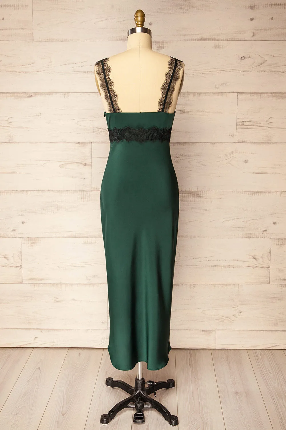 Valencienne | Green Satin Dress w/ Black Lace sold by Boutique 1861 product image thumbnail 5
