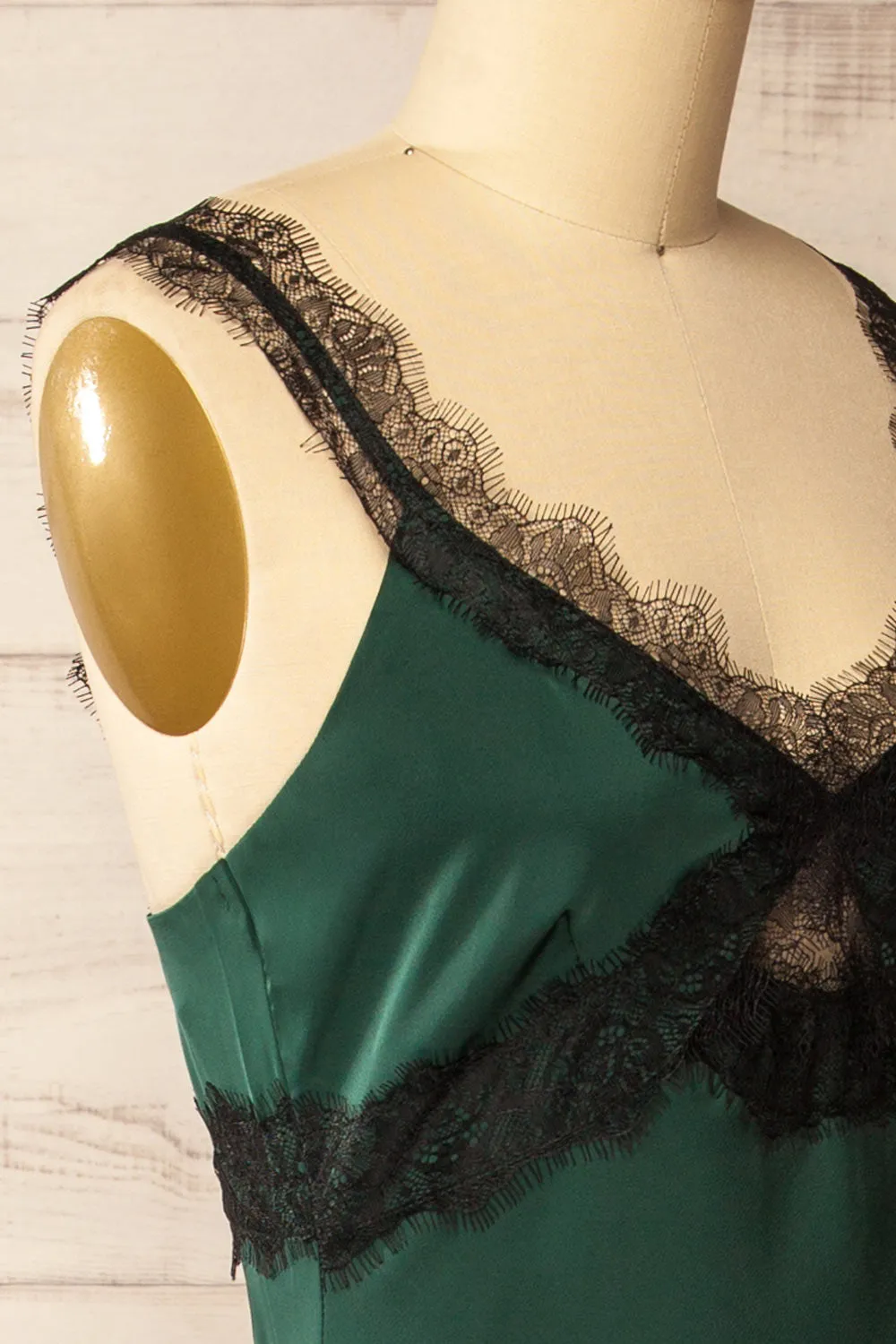 Valencienne | Green Satin Dress w/ Black Lace sold by Boutique 1861 product image thumbnail 4