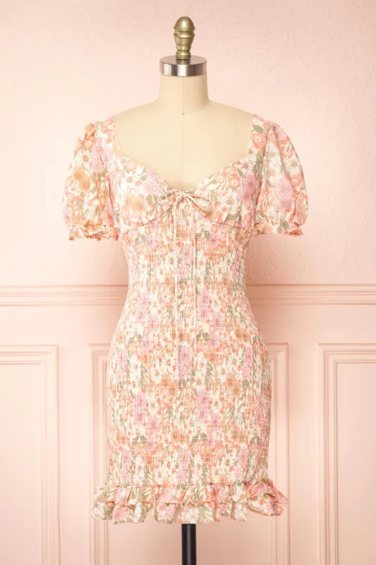 Justine | Short Floral Fitted Dress sold by Boutique 1861
