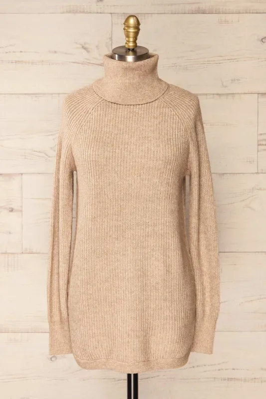 Granby Taupe | Knit Turtleneck Sweater sold by Boutique 1861