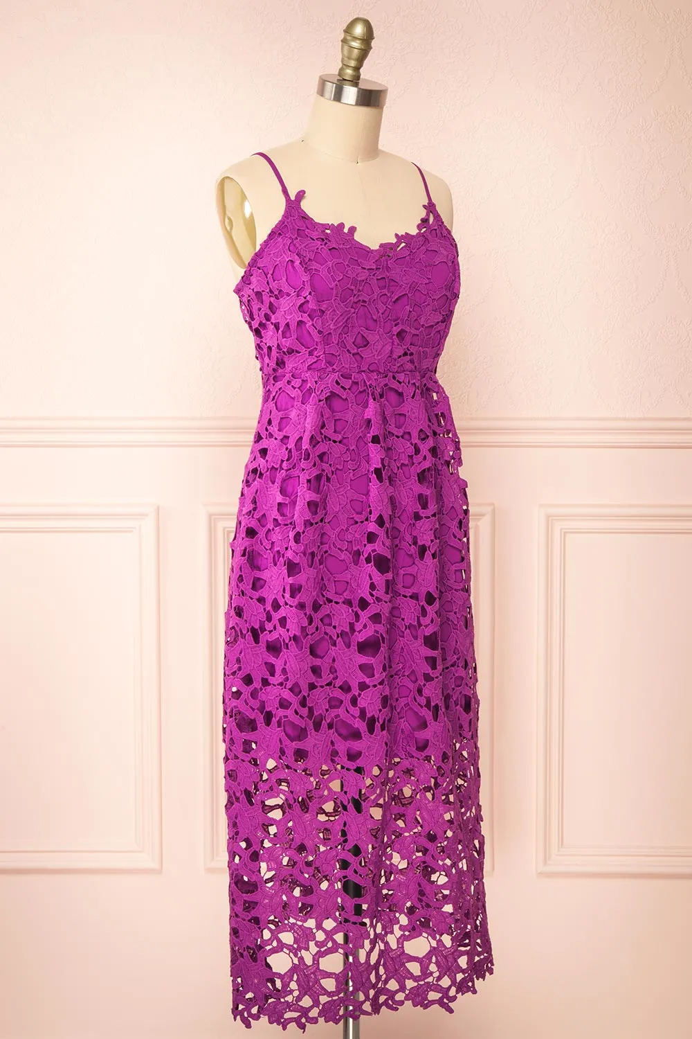 Avelina Purple | Lace Midi Dress sold by Boutique 1861 product image thumbnail 4