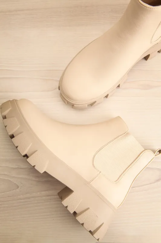 Barakaldo Ivory | Faux-Leather Chelsea Boots sold by Boutique 1861