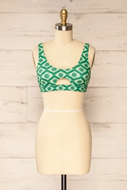 Soiya Floral Green | Vintage Pattern Bikini Top sold by Boutique 1861