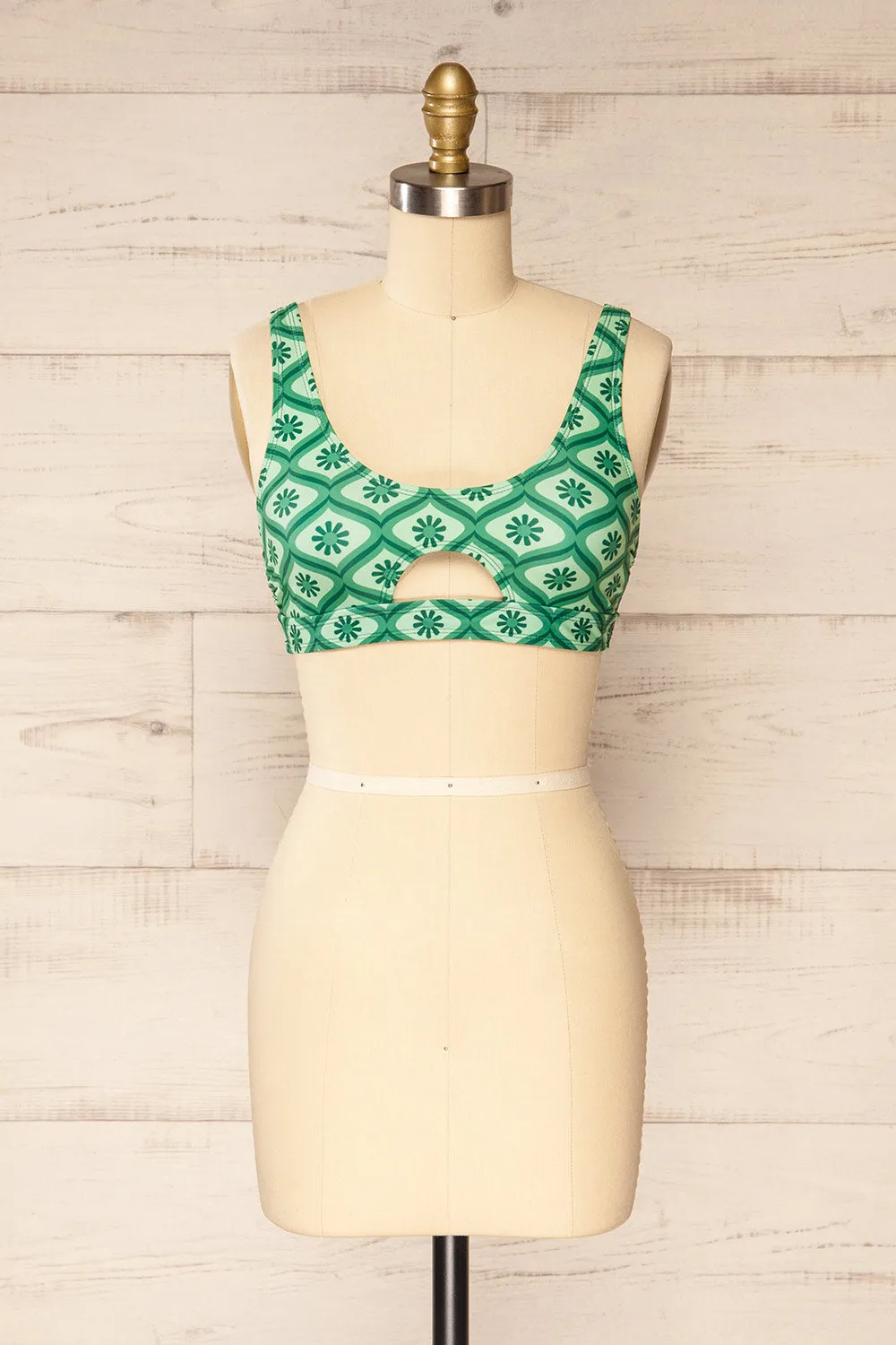 Soiya Floral Green | Vintage Pattern Bikini Top sold by Boutique 1861
