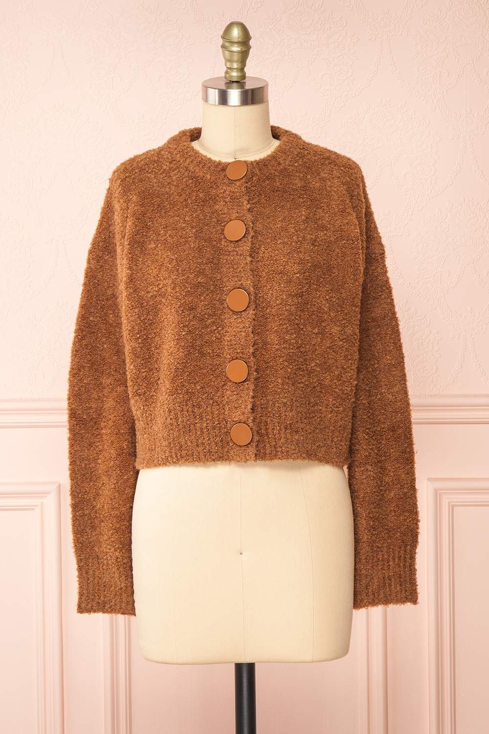 Cassy Brown | Bouclé Knit Cardigan w/ Buttons sold by Boutique 1861
