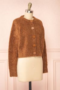 Cassy Brown | Bouclé Knit Cardigan w/ Buttons sold by Boutique 1861
