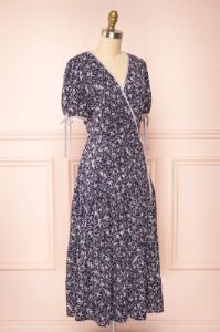Kate Navy | Floral Midi Wrap Dress sold by Boutique 1861