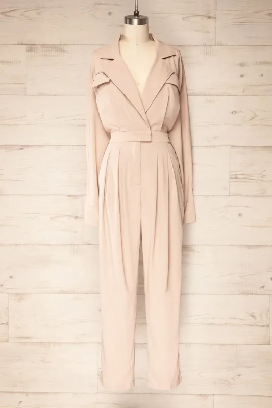 Cracovie Taupe | Utility Jumpsuit w/ Long Sleeves sold by Boutique 1861