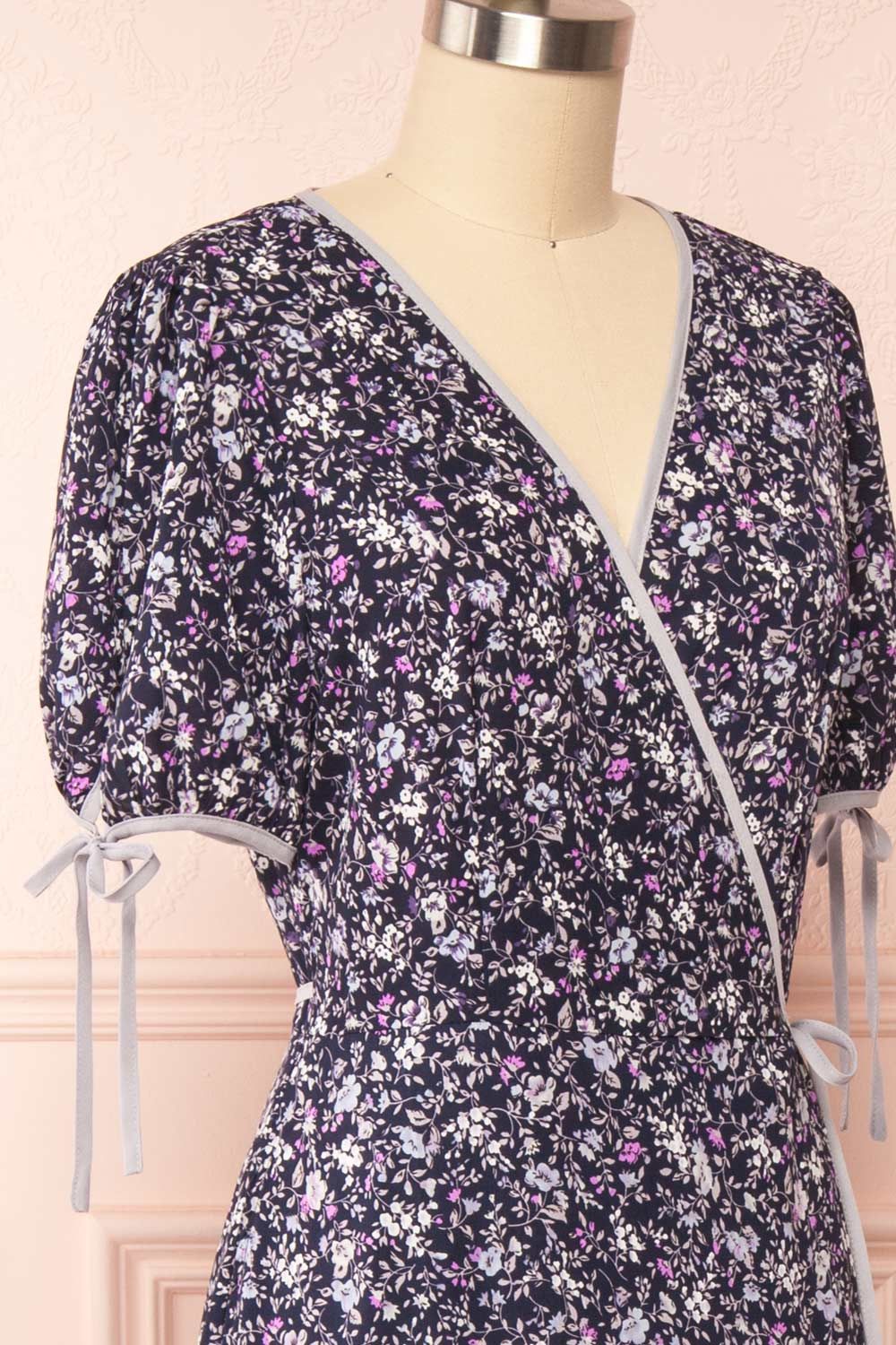 Kate Navy | Floral Midi Wrap Dress sold by Boutique 1861 product image thumbnail 4