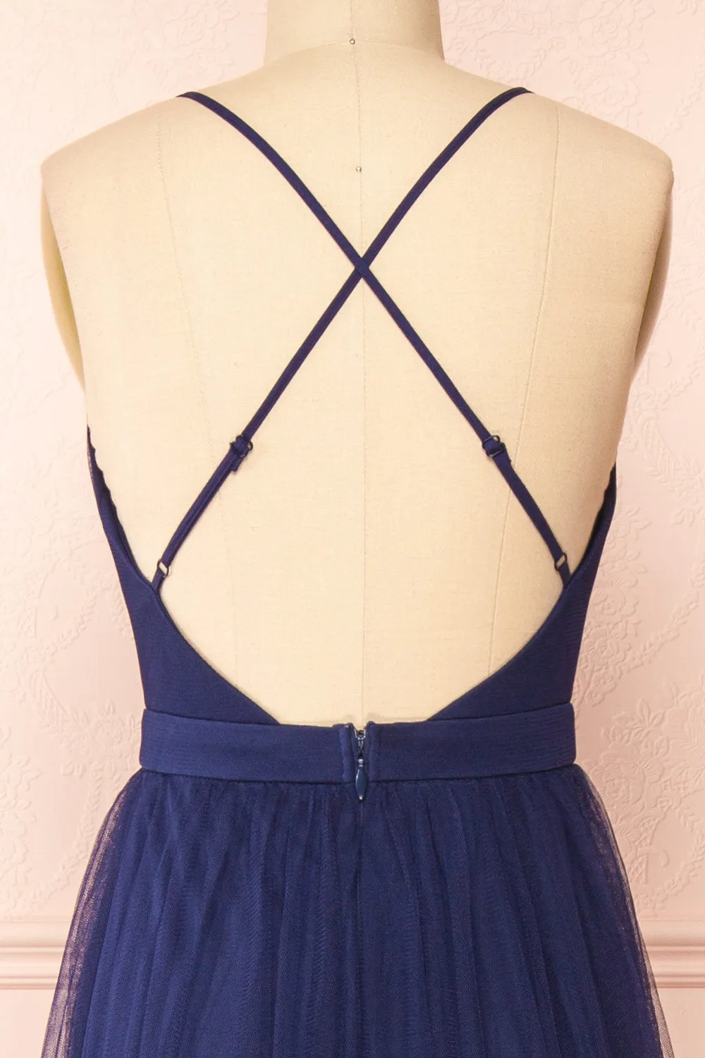 Ilaria Navy | Tulle Gown w/ Plunging Neckline sold by Boutique 1861 product image thumbnail 2