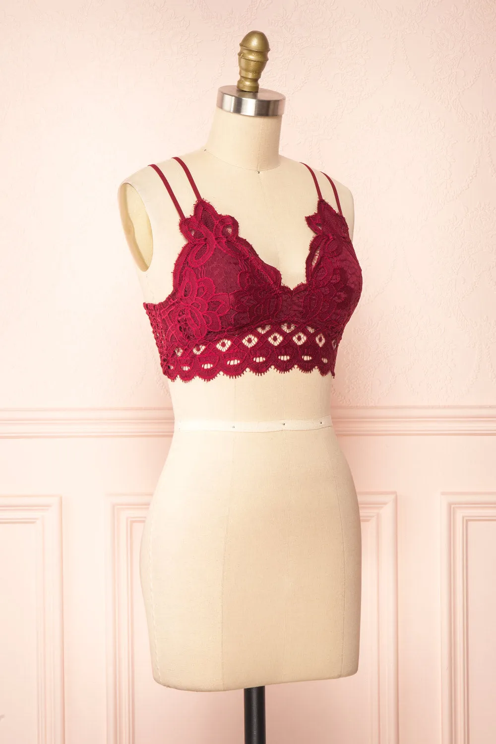 Niken Burgundy | Lace Bralette sold by Boutique 1861 product image thumbnail 3