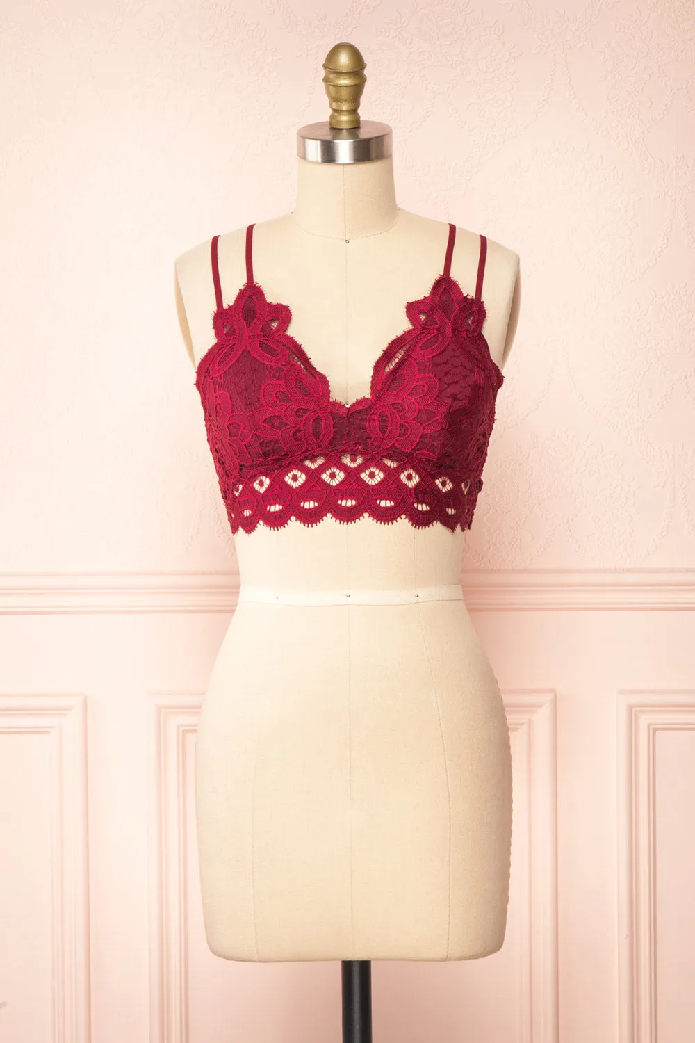 Niken Burgundy | Lace Bralette sold by Boutique 1861