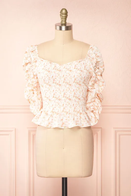 Mayanne Pink | Ruched Floral Top sold by Boutique 1861