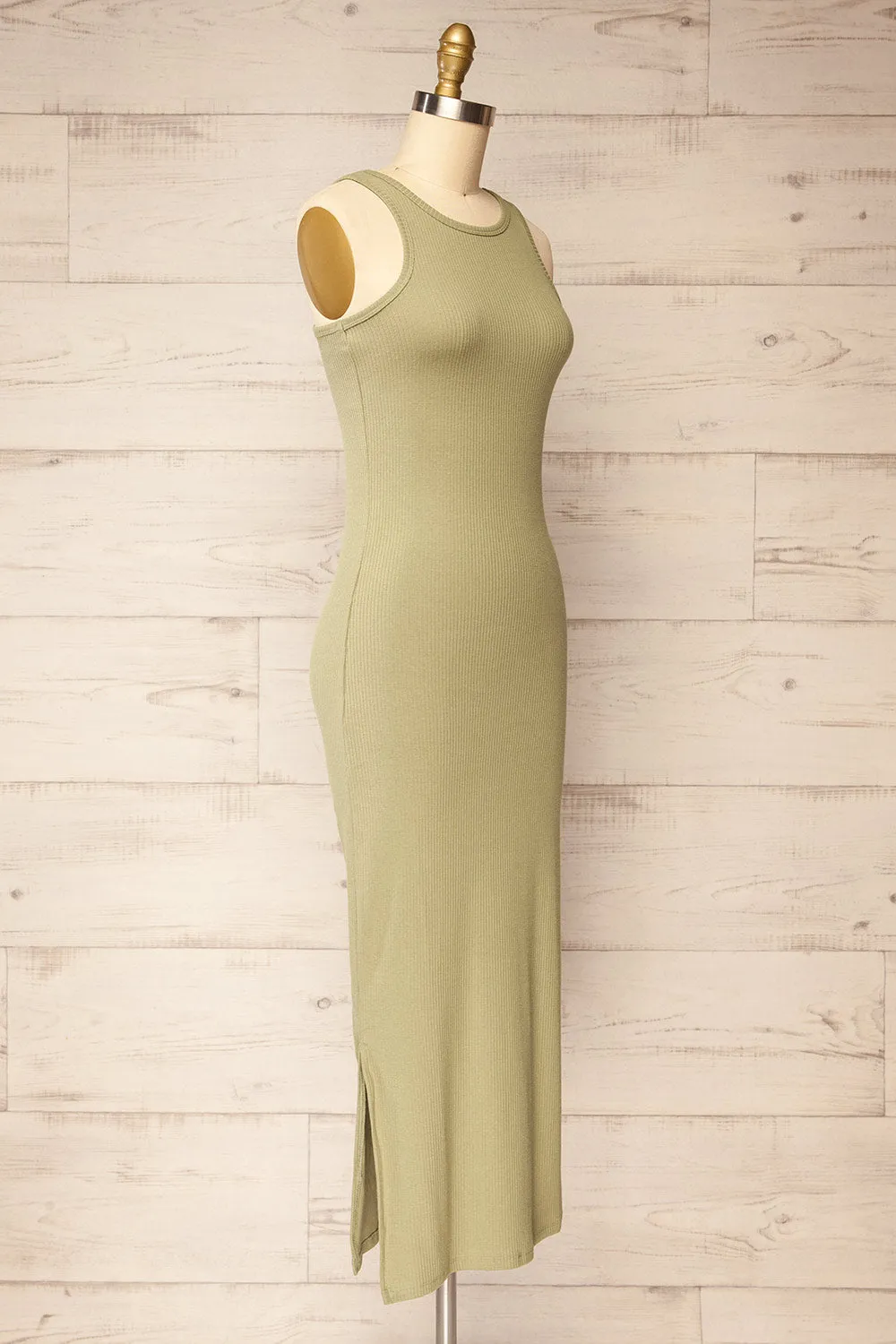 Floirac Sage | Sleeveless Ribbed Midi Dress sold by Boutique 1861 product image thumbnail 3