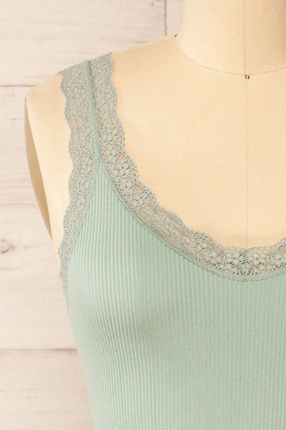 Somensac Sage | Ribbed Camisole w/ Lace Trim sold by Boutique 1861 product image thumbnail 2