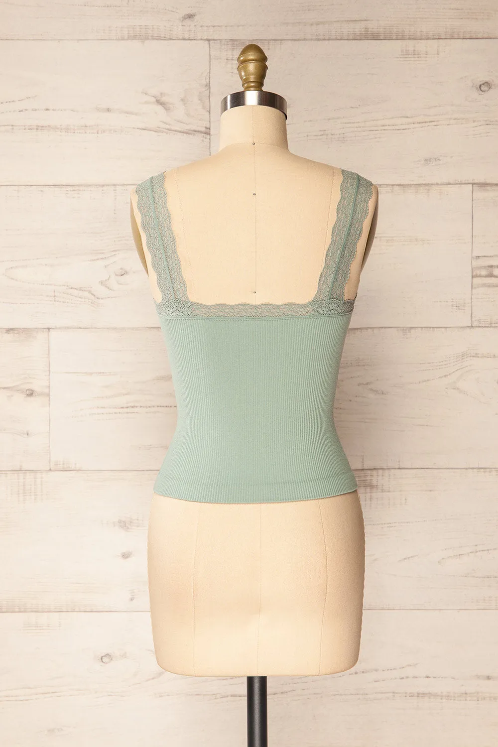 Somensac Sage | Ribbed Camisole w/ Lace Trim sold by Boutique 1861 product image thumbnail 5