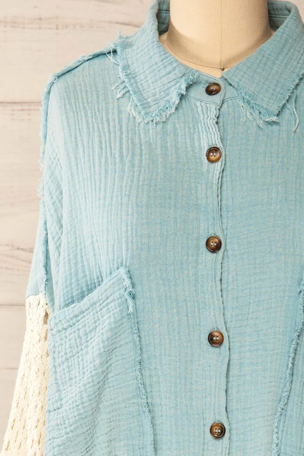 Jaipur Blue | Oversized Shirt w/ Knit Sleeves sold by Boutique 1861 product image thumbnail 2