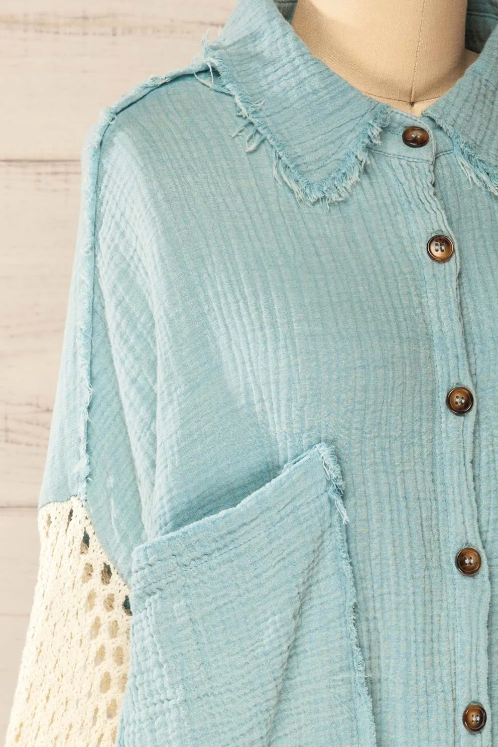 Jaipur Blue | Oversized Shirt w/ Knit Sleeves sold by Boutique 1861 product image thumbnail 4