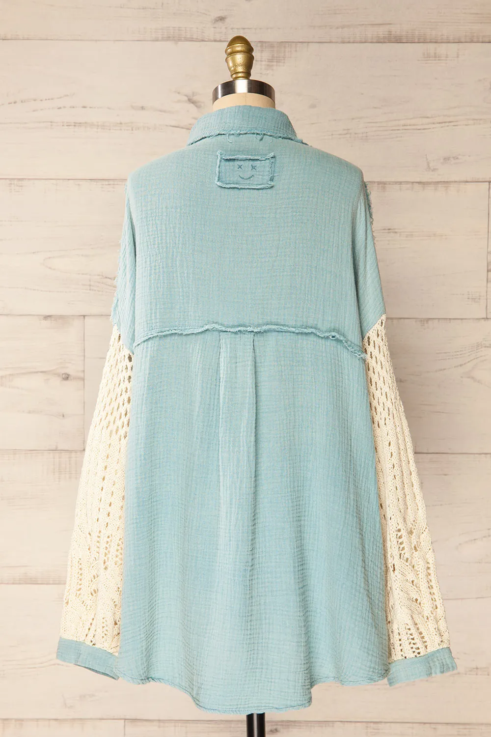 Jaipur Blue | Oversized Shirt w/ Knit Sleeves sold by Boutique 1861 product image thumbnail 5