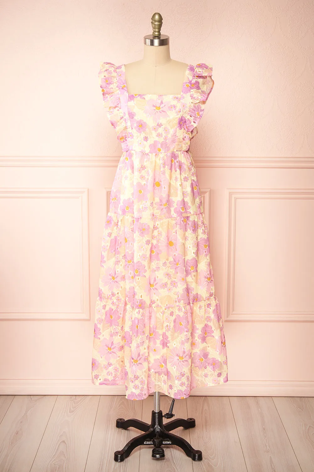 Lidia | Floral Midi Dress w/ Large Ruffles sold by Boutique 1861