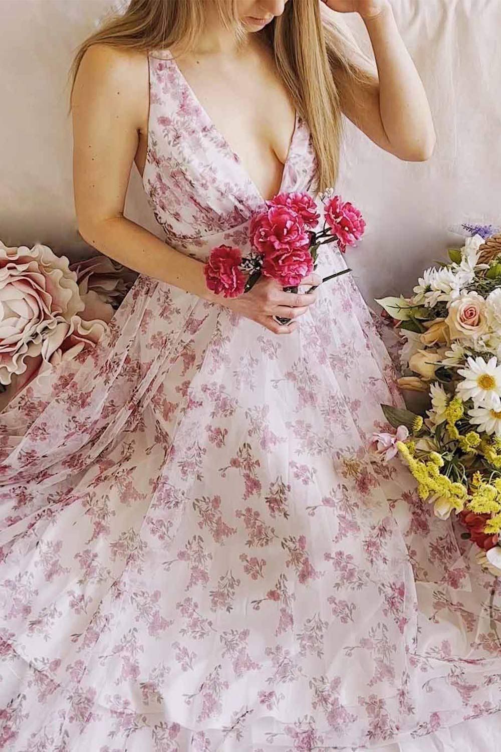 Claudie | Plunging Neckline Mesh Midi Dress sold by Boutique 1861 product image thumbnail 2