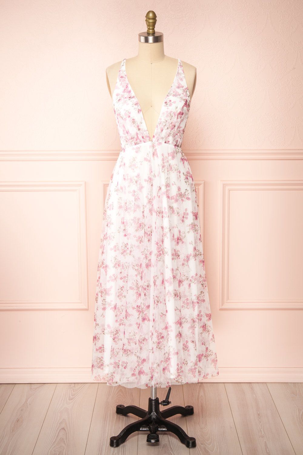 Claudie | Plunging Neckline Mesh Midi Dress sold by Boutique 1861