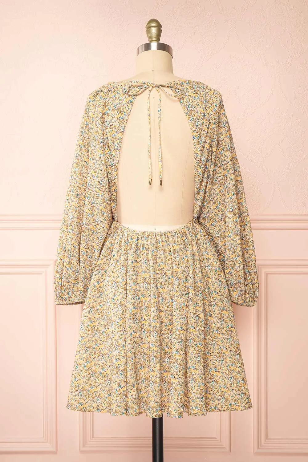 Jyna | Short Floral Pleated Dress with Open Back sold by Boutique 1861 product image thumbnail 5
