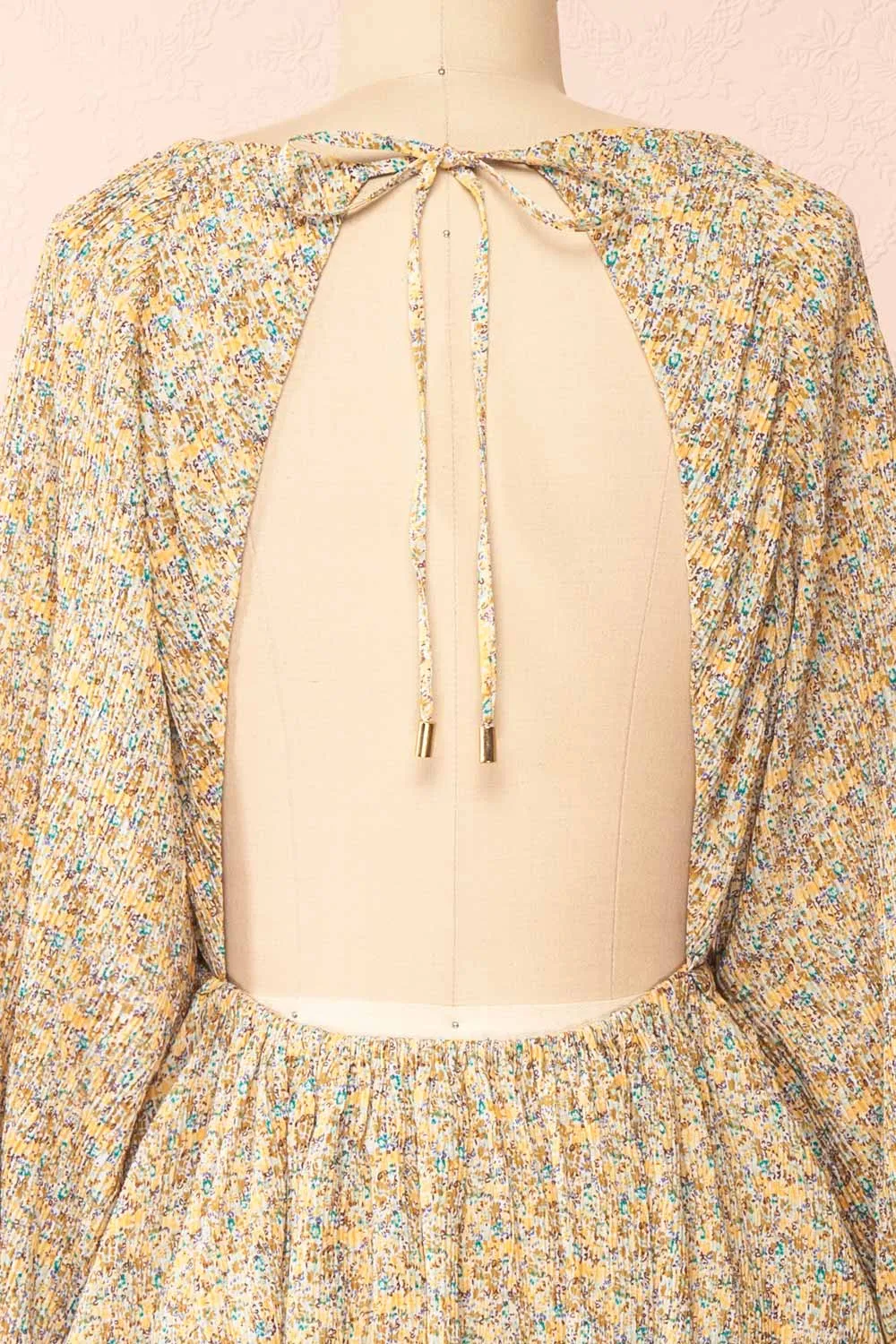 Jyna | Short Floral Pleated Dress with Open Back sold by Boutique 1861 product image thumbnail 4