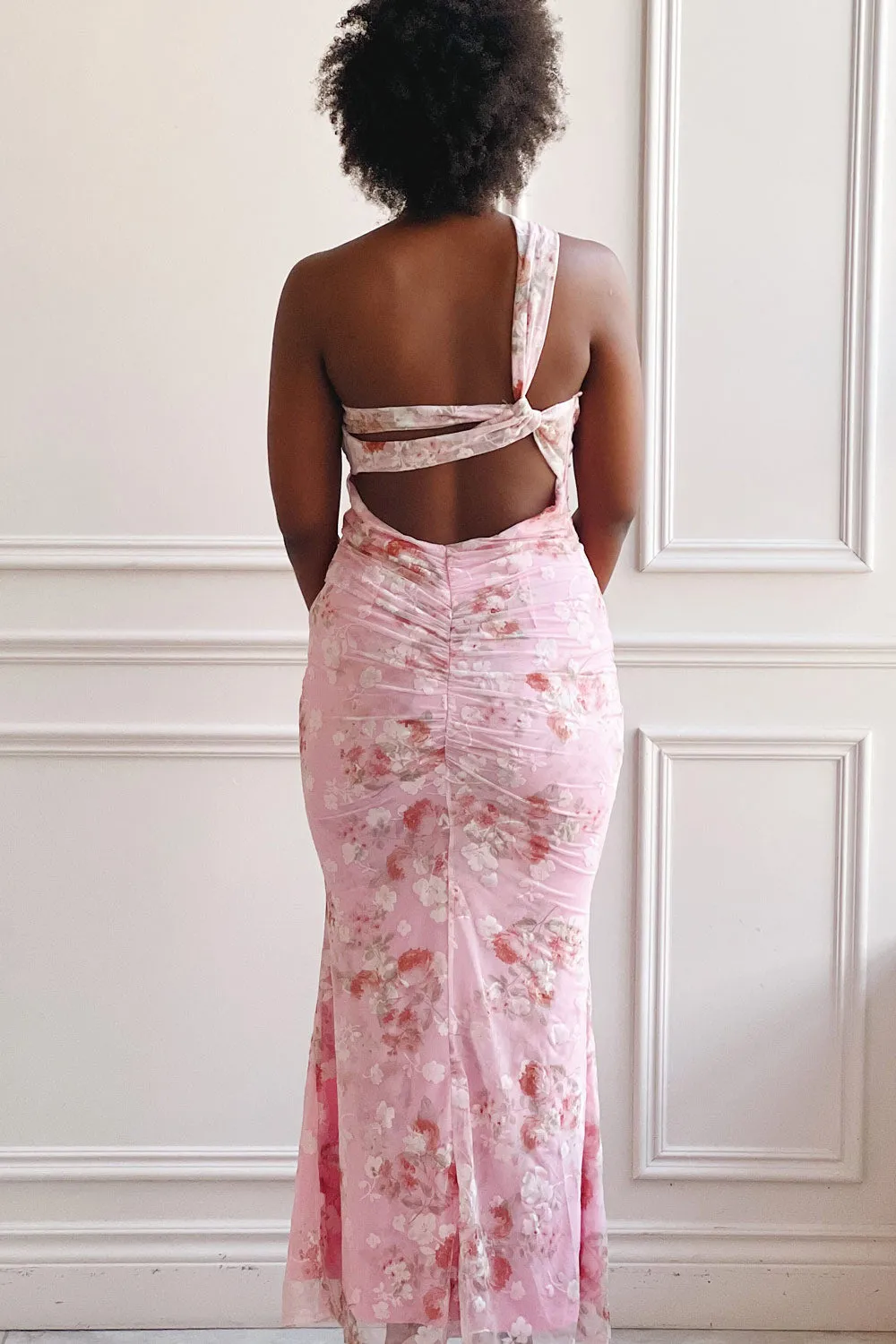 Delores | Pink Midi One Shoulder Floral Dress sold by Boutique 1861 product image thumbnail 2