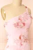 Delores | Pink Midi One Shoulder Floral Dress sold by Boutique 1861