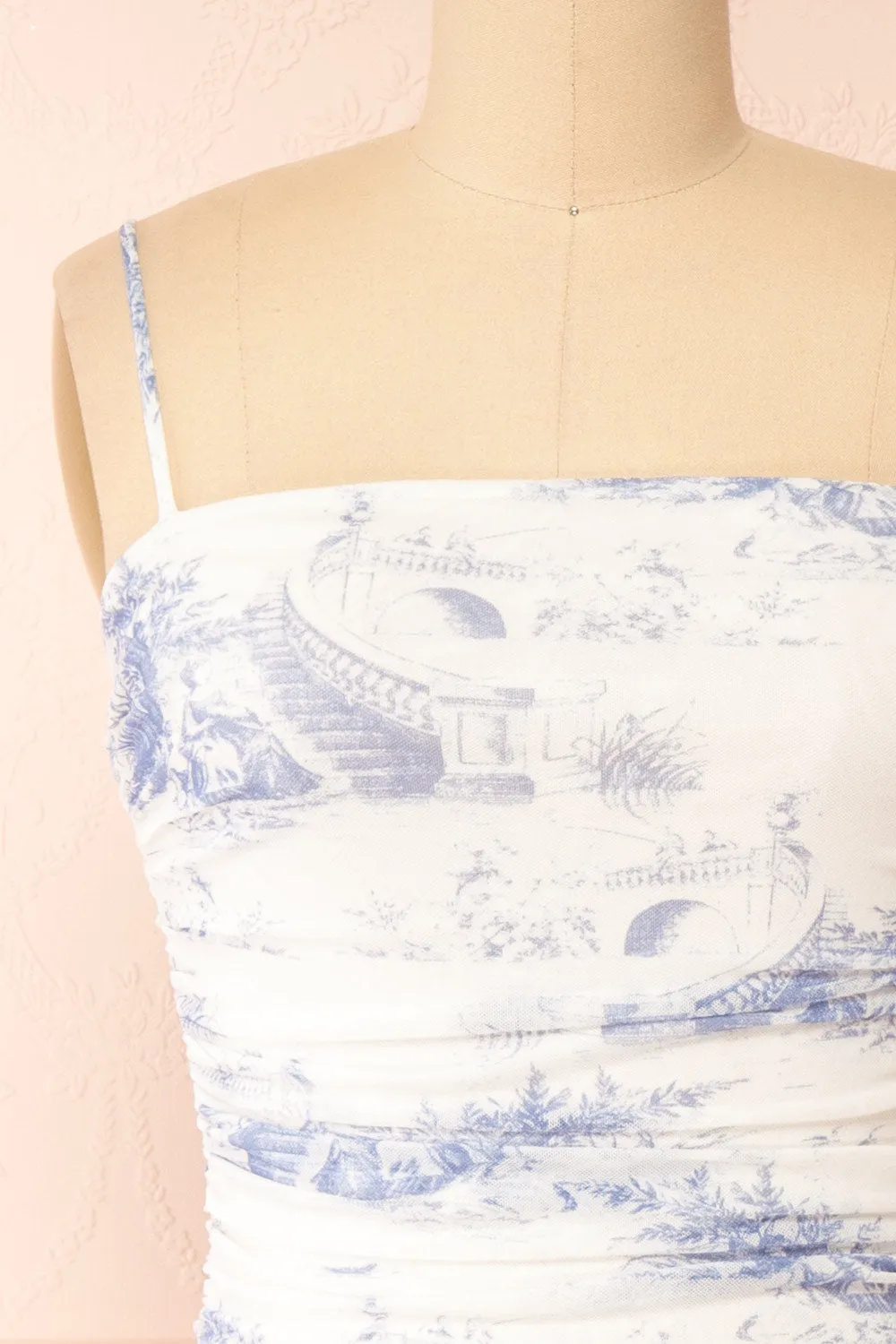 Yalina | Fitted Ruched Midi Dress w/ Vintage Motif sold by Boutique 1861 product image thumbnail 2