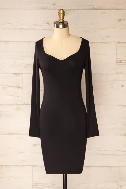 Lorient Black | Long Sleeve Short Fitted Dress made by Boutique 1861