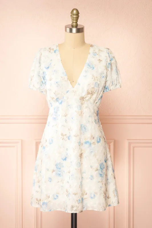 Sykos | Short White Floral Chiffon Dress sold by Boutique 1861