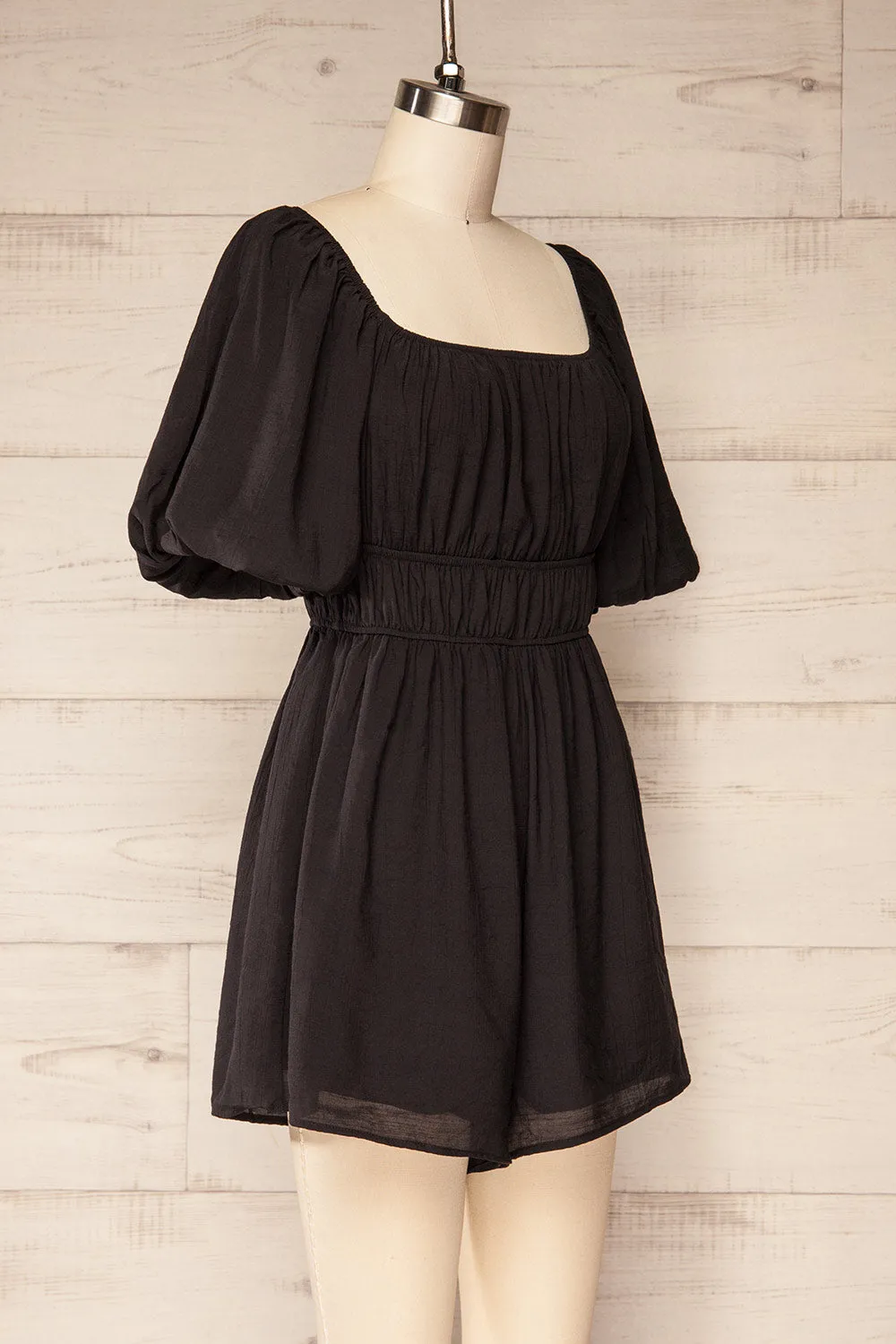 Damascus Black | Short Romper w/ Puffy Sleeves sold by Boutique 1861 product image thumbnail 3