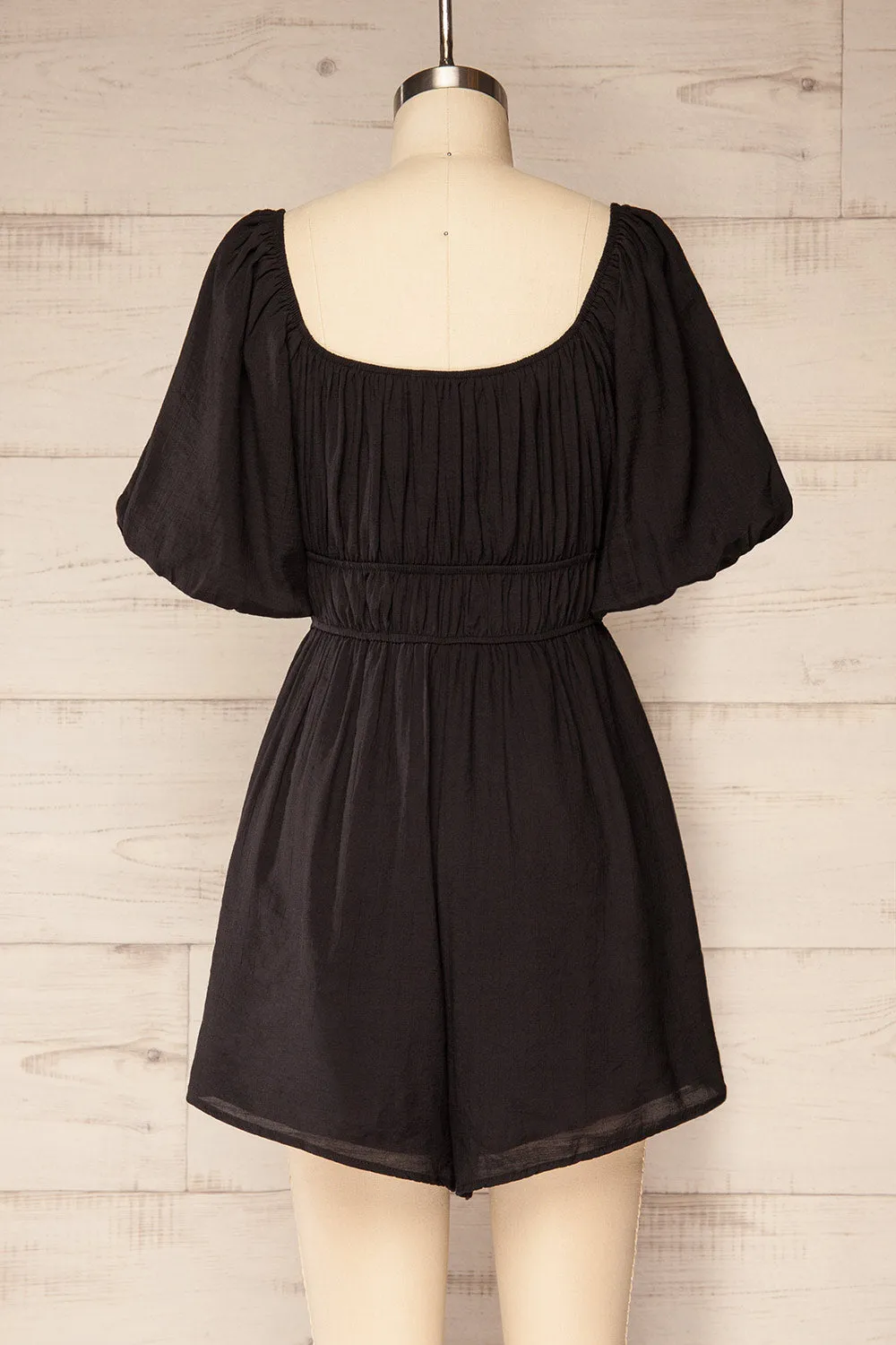 Damascus Black | Short Romper w/ Puffy Sleeves sold by Boutique 1861 product image thumbnail 5