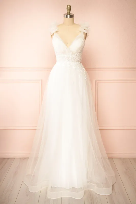 Augusta | Tulle Gown w/ Lace Flowers sold by Boutique 1861
