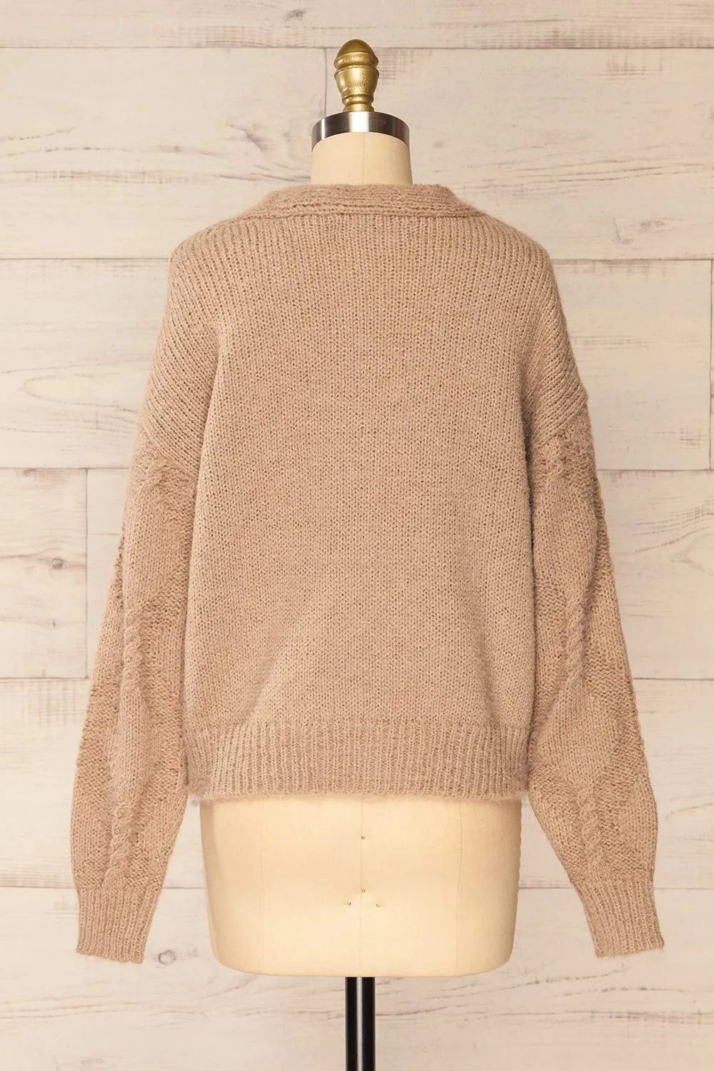 Eggje Taupe | Button-Up Knit Cardigan sold by Boutique 1861 product image thumbnail 5