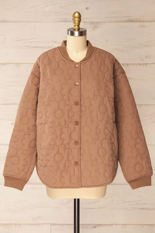 Saverne | Floral Quilted Taupe Jacket sold by Boutique 1861