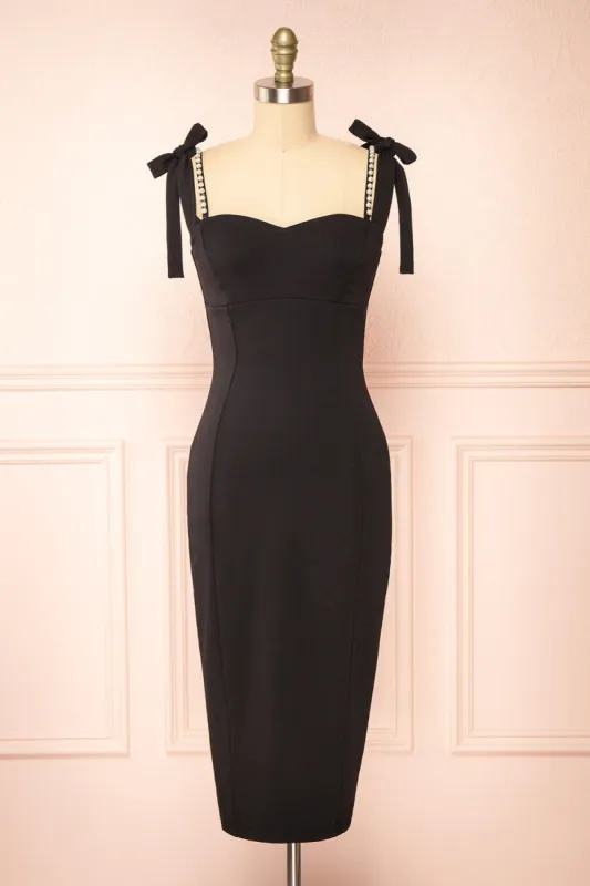 Alarice | Fitted Midi Black Dress sold by Boutique 1861